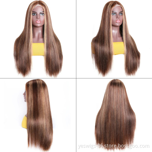150% 180% 200% Density Quality Human Hair Highlight Headband Wigs In Lace Machine Made None Lace Wigs Cheap Wig For Black Women